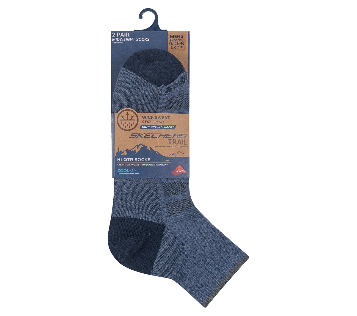 Skechers | Mens Trail Quarter Coolmax Socks - 2 Pack