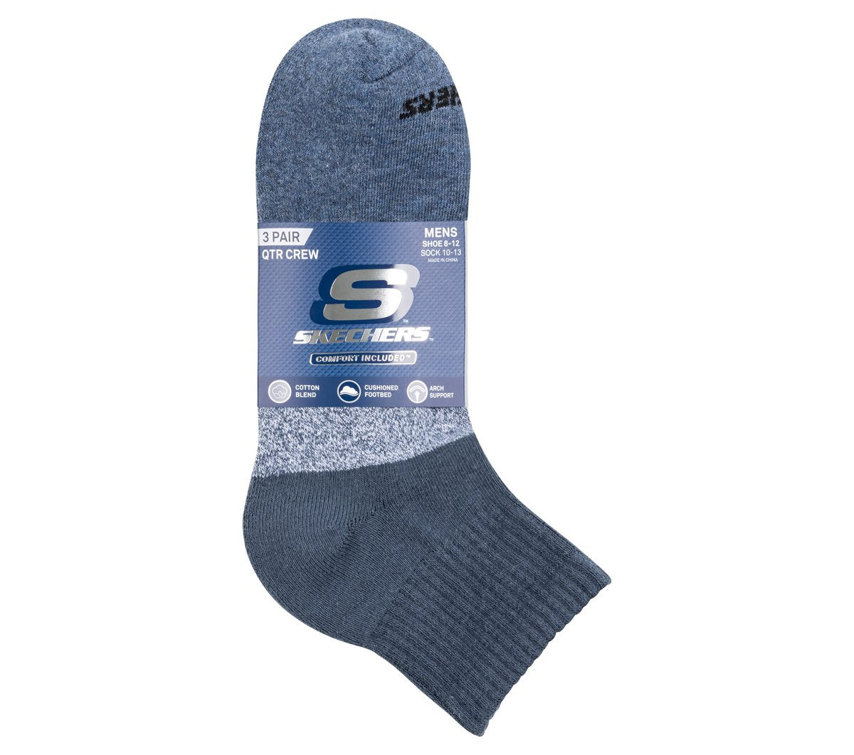 Skechers | 3 Pack Men's Colorblock Quarter Socks