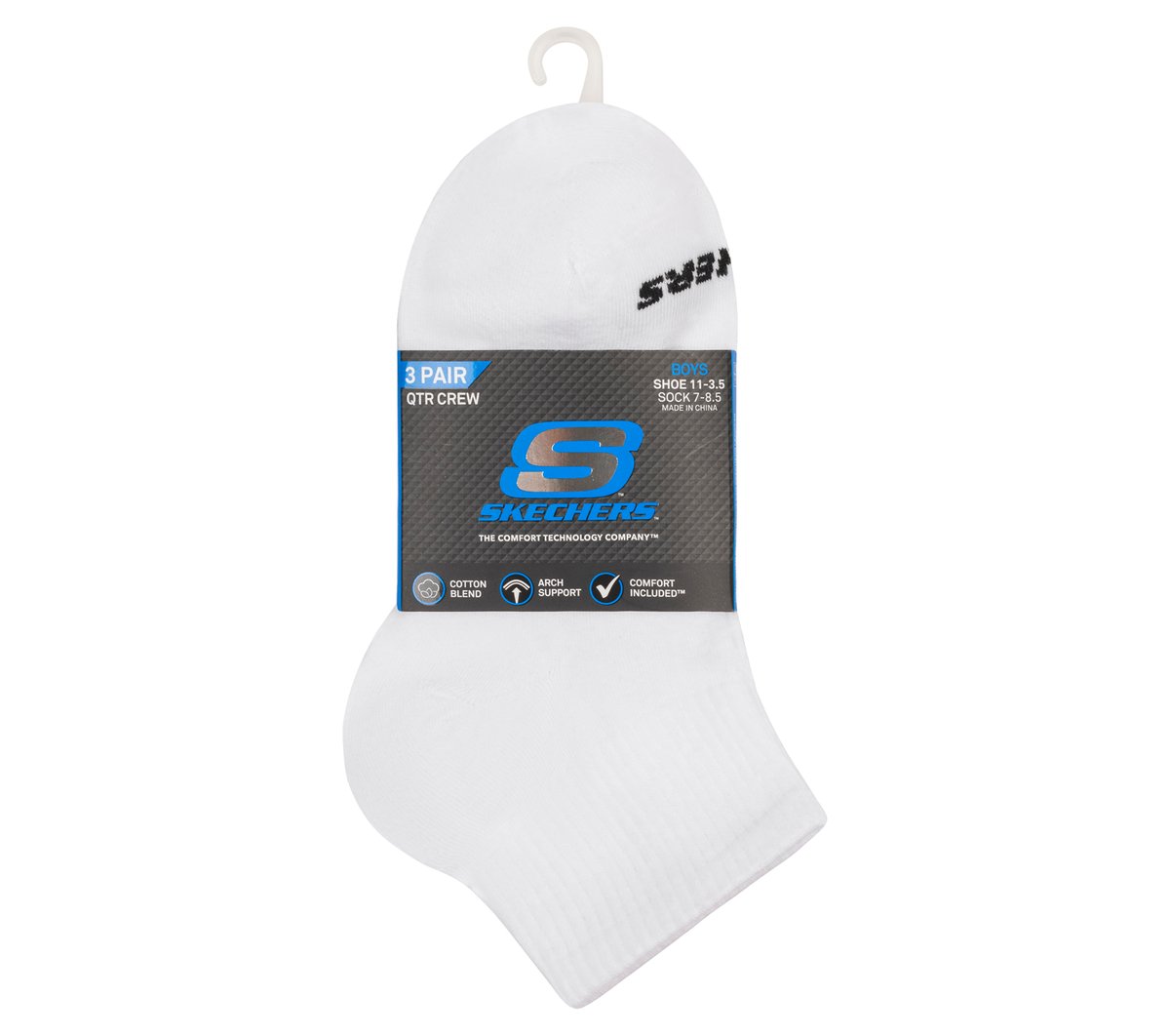Skechers | 3 Pack Boys' Quarter Crew Cotton Socks