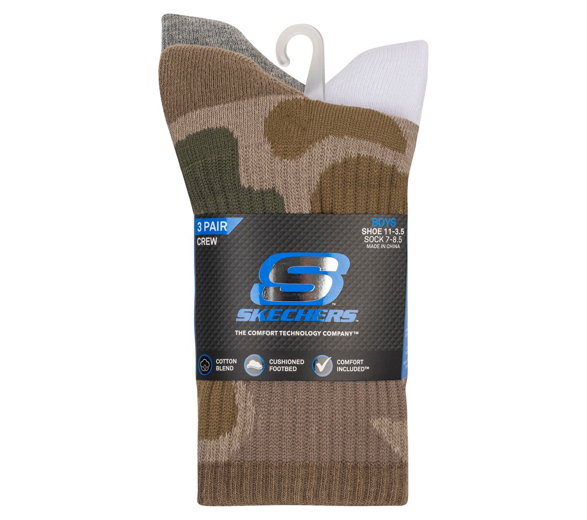 Skechers | 3 Pack Boys' Crew Camo Socks