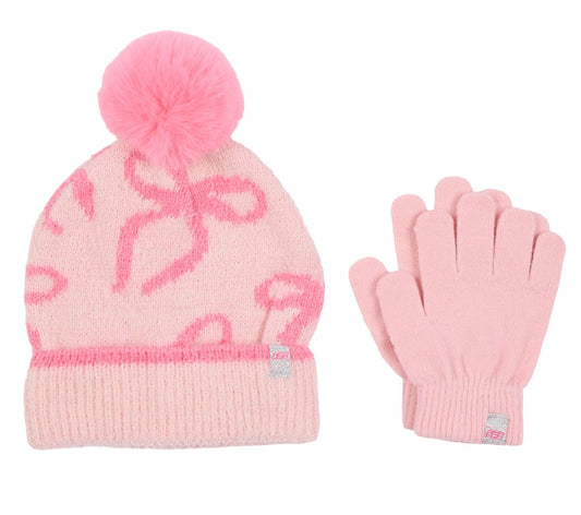 Skechers | Bow Print Hat and Glove Set
